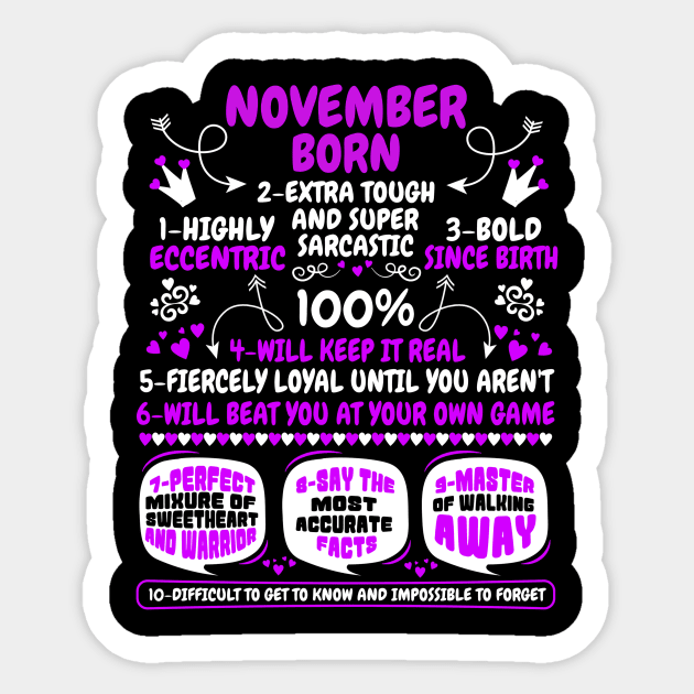 November Born Sticker by MCALTees